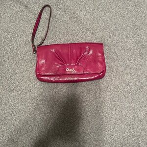 Coach Fuchsia Leather Wristlet